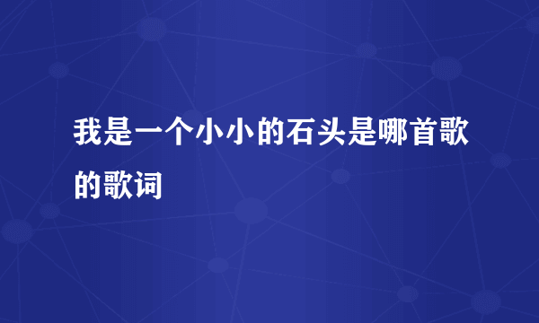 我是一个小小的石头是哪首歌的歌词