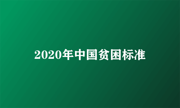 2020年中国贫困标准