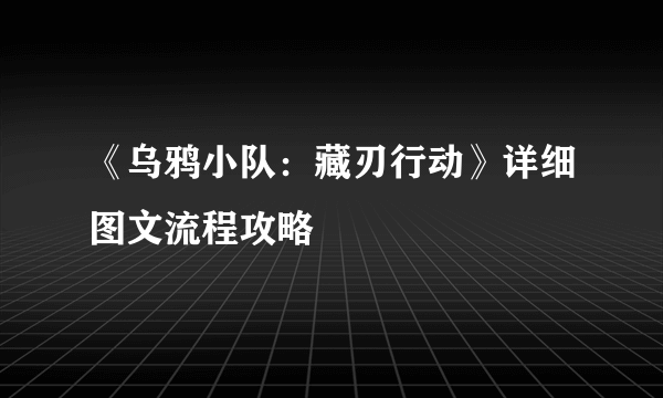 《乌鸦小队：藏刃行动》详细图文流程攻略