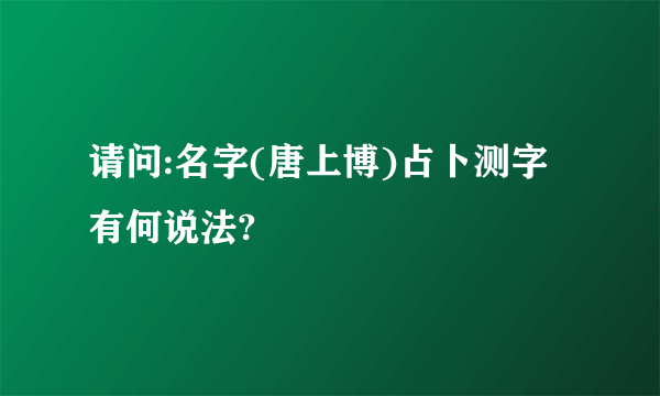 请问:名字(唐上博)占卜测字有何说法?