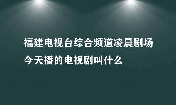 福建电视台综合频道凌晨剧场今天播的电视剧叫什么