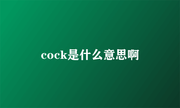 cock是什么意思啊