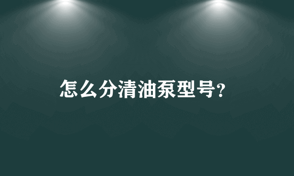 怎么分清油泵型号？