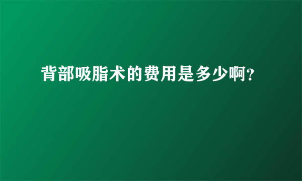 背部吸脂术的费用是多少啊？