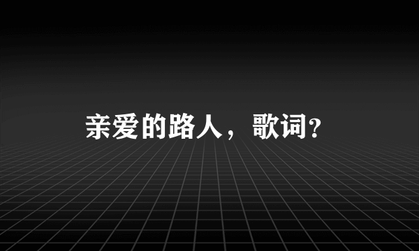 亲爱的路人，歌词？