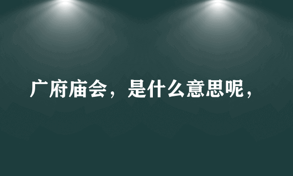 广府庙会，是什么意思呢，