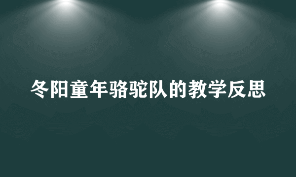 冬阳童年骆驼队的教学反思