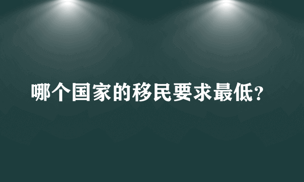 哪个国家的移民要求最低？