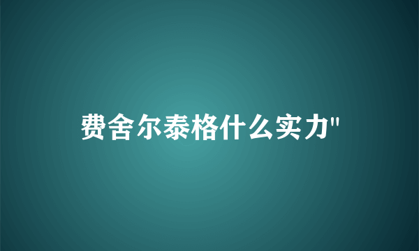 费舍尔泰格什么实力