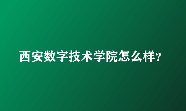 西安数字技术学院怎么样？