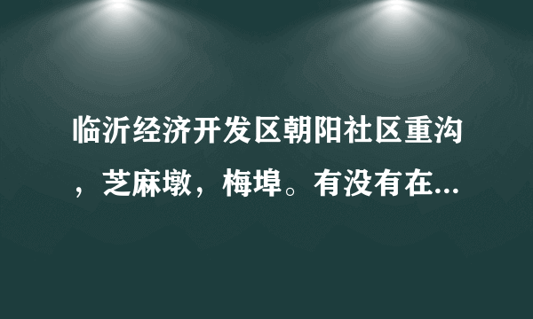 临沂经济开发区朝阳社区重沟，芝麻墩，梅埠。有没有在发展的黑社会，老大是谁