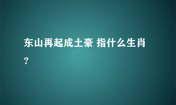 东山再起成土豪 指什么生肖？