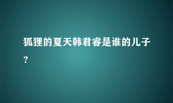 狐狸的夏天韩君睿是谁的儿子？