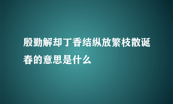 殷勤解却丁香结纵放繁枝散诞春的意思是什么