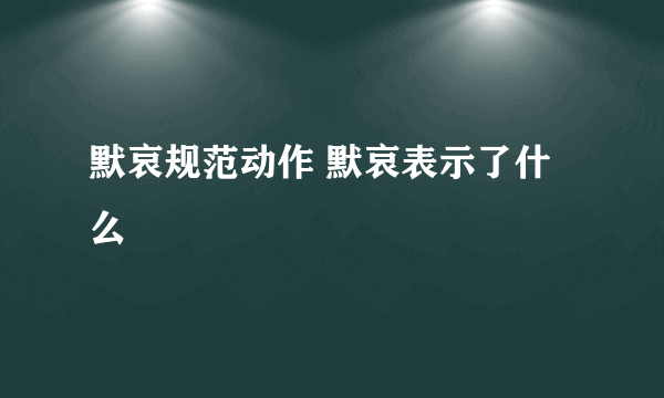 默哀规范动作 默哀表示了什么