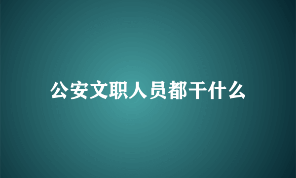 公安文职人员都干什么