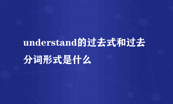 understand的过去式和过去分词形式是什么