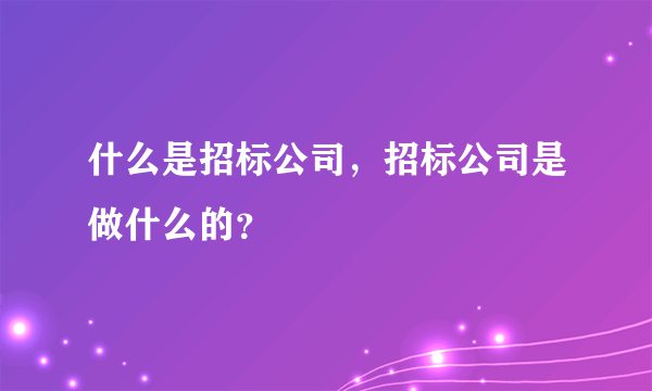 什么是招标公司，招标公司是做什么的？