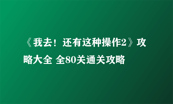 《我去！还有这种操作2》攻略大全 全80关通关攻略