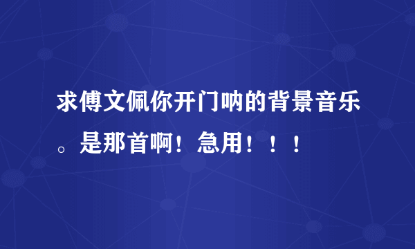 求傅文佩你开门呐的背景音乐。是那首啊！急用！！！