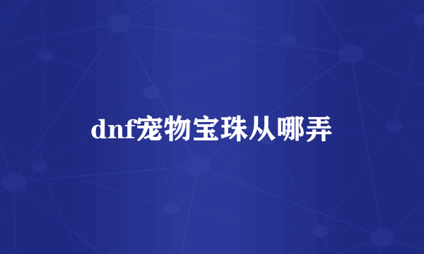 dnf宠物宝珠从哪弄