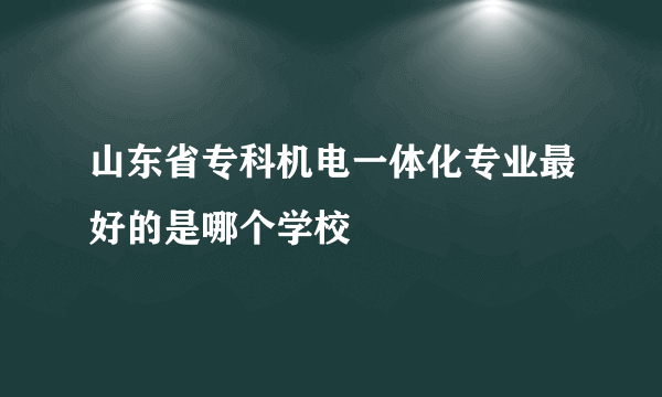 山东省专科机电一体化专业最好的是哪个学校