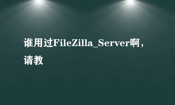 谁用过FileZilla_Server啊，请教