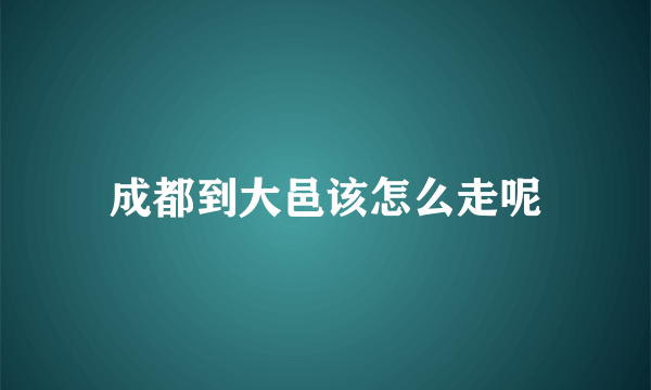 成都到大邑该怎么走呢