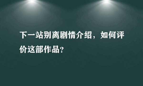 下一站别离剧情介绍，如何评价这部作品？