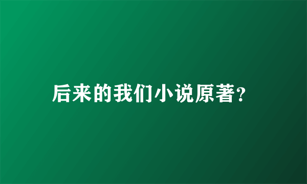 后来的我们小说原著？