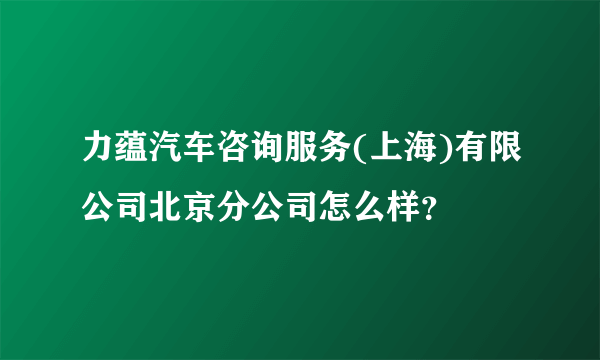 力蕴汽车咨询服务(上海)有限公司北京分公司怎么样？