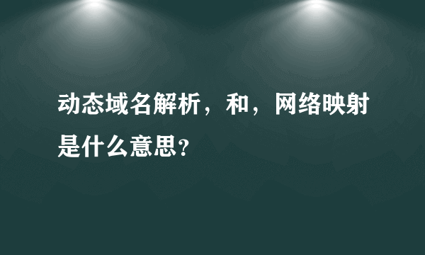 动态域名解析，和，网络映射是什么意思？