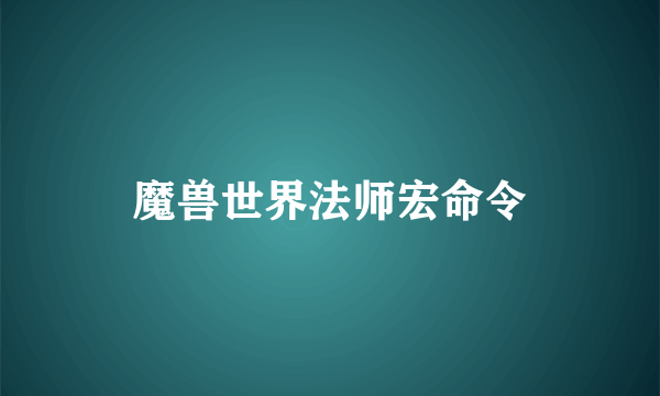 魔兽世界法师宏命令