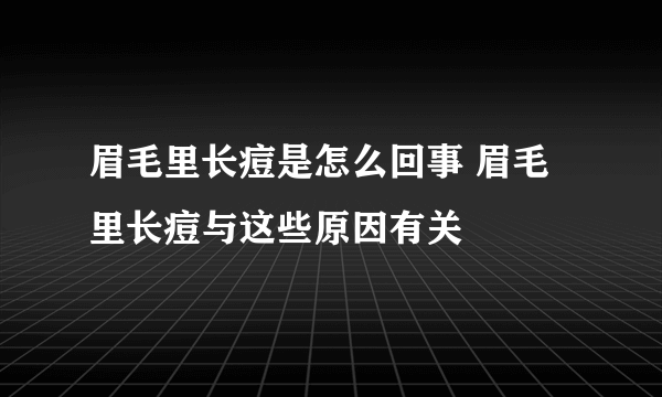 眉毛里长痘是怎么回事 眉毛里长痘与这些原因有关