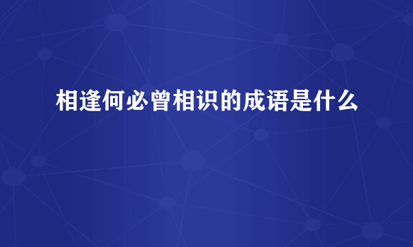 相逢何必曾相识的成语是什么