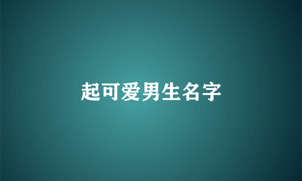 起可爱男生名字