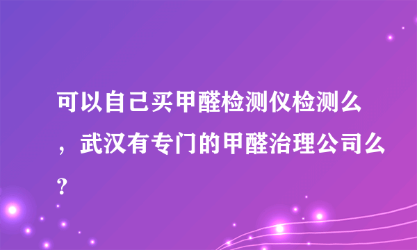 可以自己买甲醛检测仪检测么，武汉有专门的甲醛治理公司么？