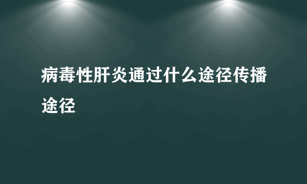 病毒性肝炎通过什么途径传播途径