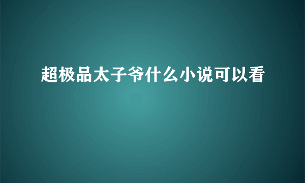 超极品太子爷什么小说可以看