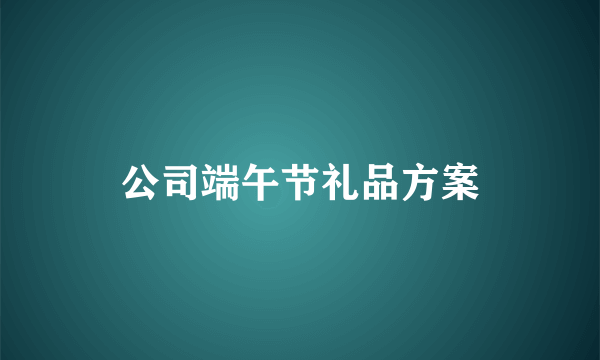 公司端午节礼品方案