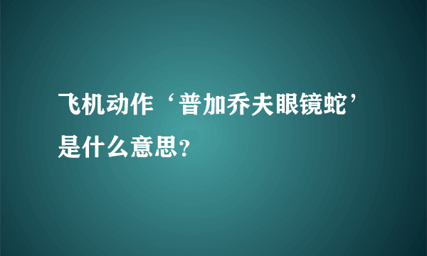 飞机动作‘普加乔夫眼镜蛇’是什么意思？