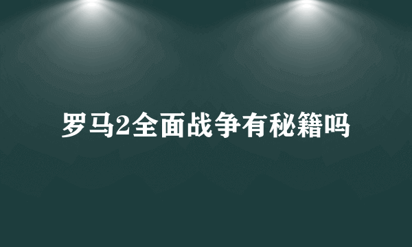 罗马2全面战争有秘籍吗