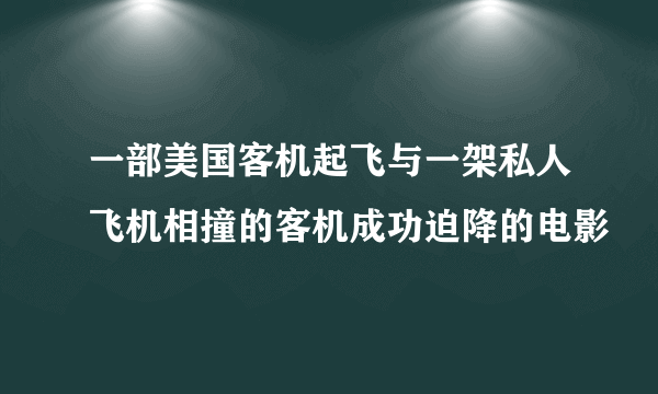 一部美国客机起飞与一架私人飞机相撞的客机成功迫降的电影