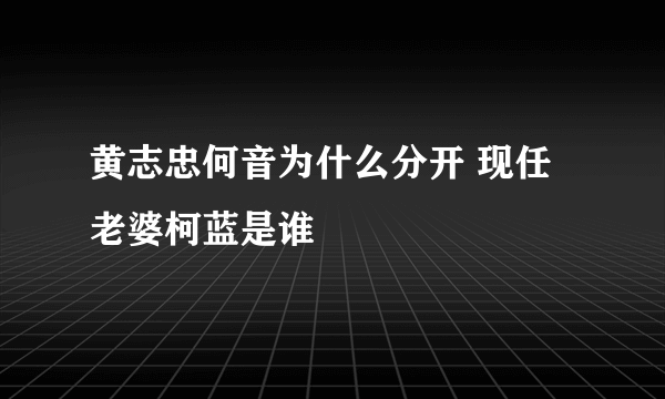 黄志忠何音为什么分开 现任老婆柯蓝是谁