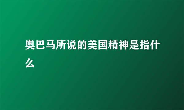 奥巴马所说的美国精神是指什么