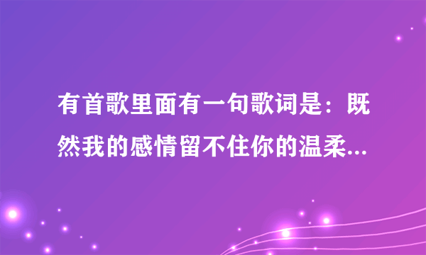 有首歌里面有一句歌词是：既然我的感情留不住你的温柔，请问是什么歌？