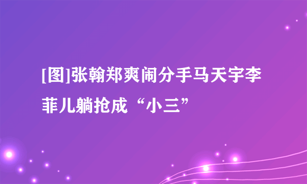 [图]张翰郑爽闹分手马天宇李菲儿躺抢成“小三”