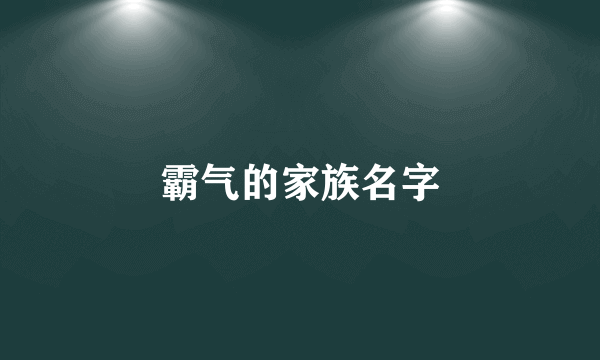 霸气的家族名字