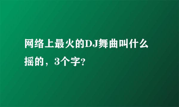 网络上最火的DJ舞曲叫什么摇的，3个字？