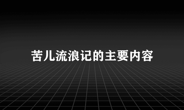 苦儿流浪记的主要内容